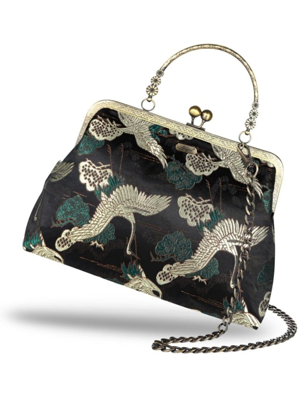 Vintage Floral Top-Handle Handbag, Kiss Lock Evening Bag for Women, Chic Purse